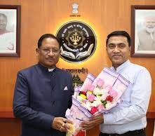 मुख्यमंत्री विष्णुदेव साय ने गोवा के मुख्यमंत्री डॉ. प्रमोद सावंत से की सौजन्य भेंट