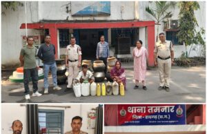 अवैध शराब पर पुलिस की सख्त कार्रवाई में 84 लीटर अवैध महुआ शराब जब्त, चार आरोपी गिरफ्तार