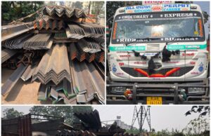 ट्रेलर में लोड 41 टन लोहे का एंगल को चोरी कर फरार हुए हेल्पर को पुलिस ने नाकेबंदी में पकड़ा