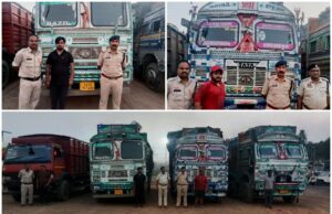 पुलिस की बड़ी कार्रवाई— 5 वाहनों से 21 लाख रुपये का अवैध कबाड़ जब्त